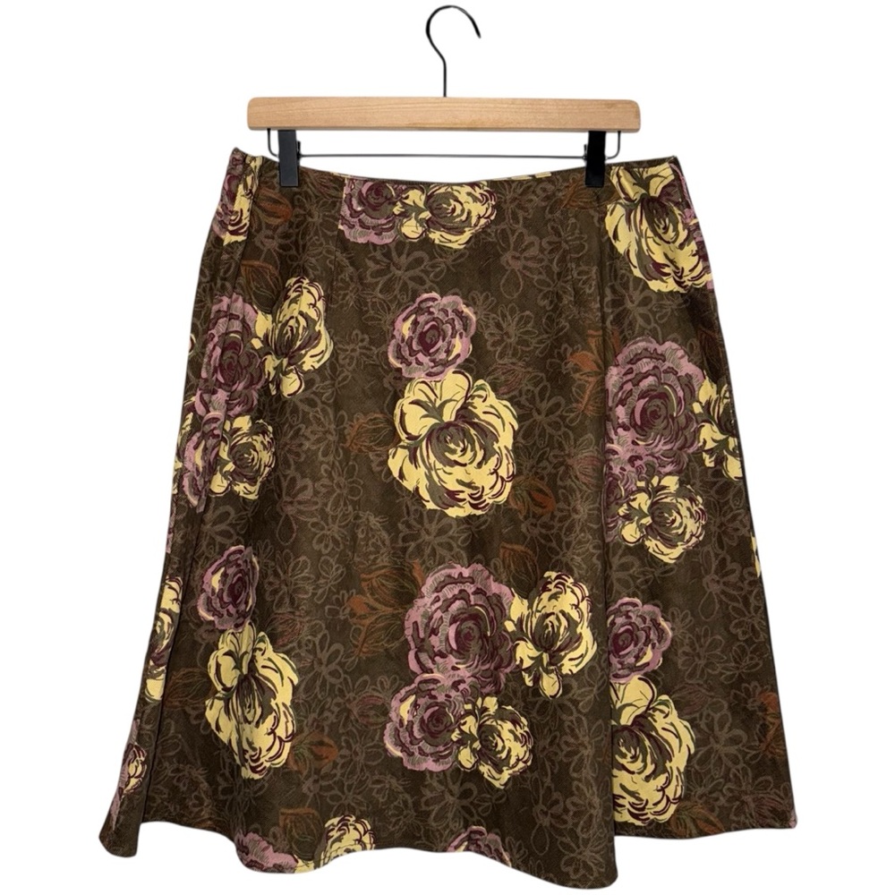 St John’s Bay Floral Corduroy‎ Skirt Cottage Fairy 100% Cotton